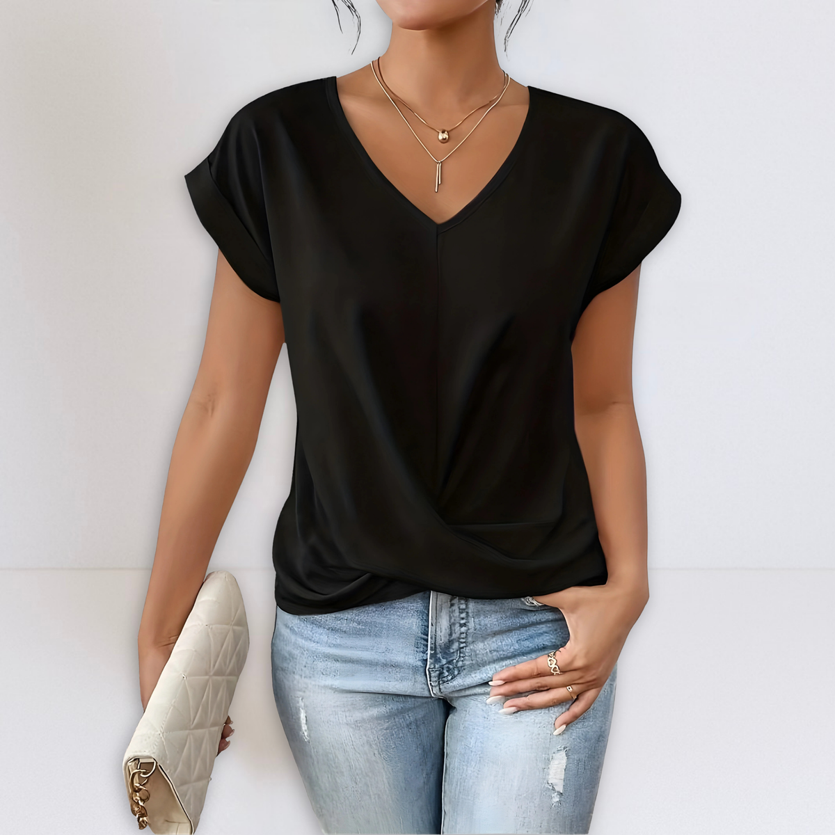 Maggie | Twist Front V-Neck Top