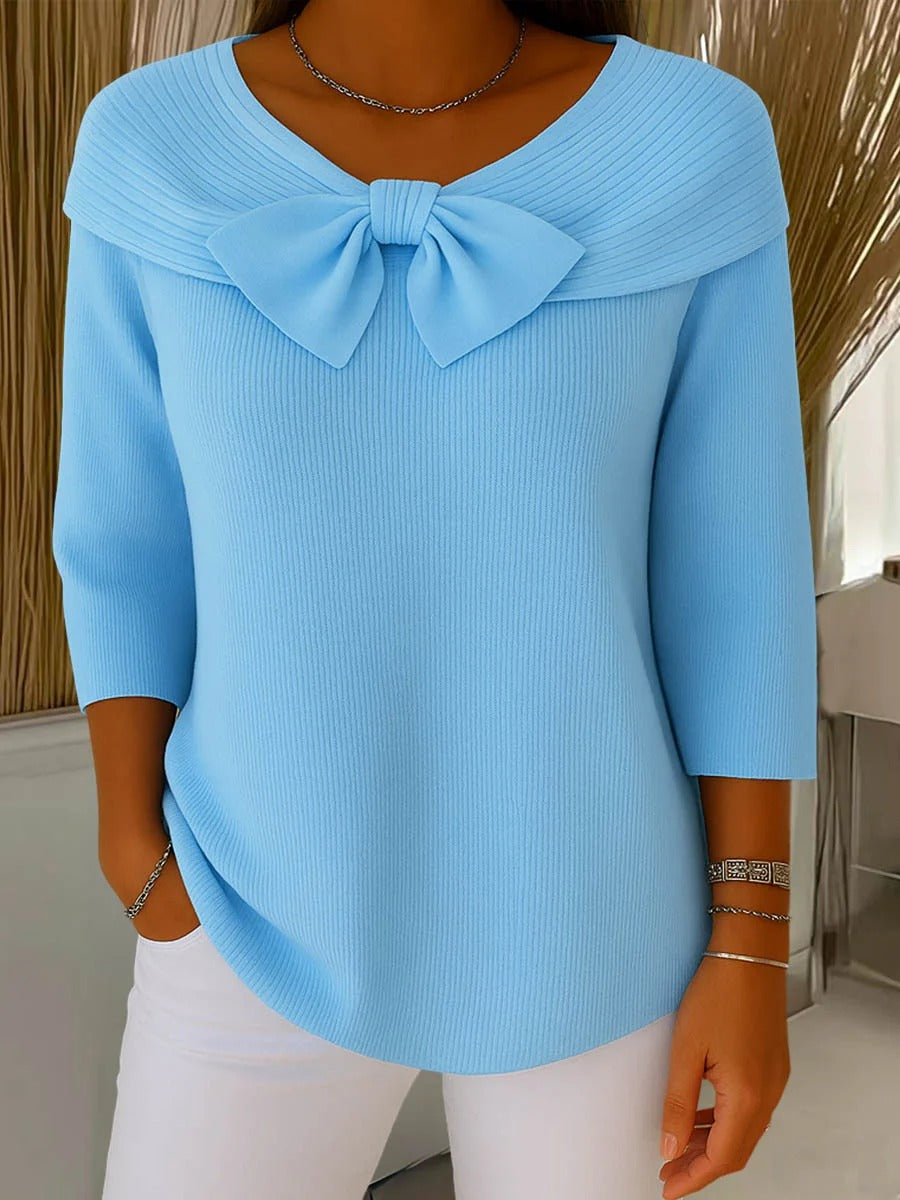 Serenna | Women's Sweater with Bow and Round Neckline