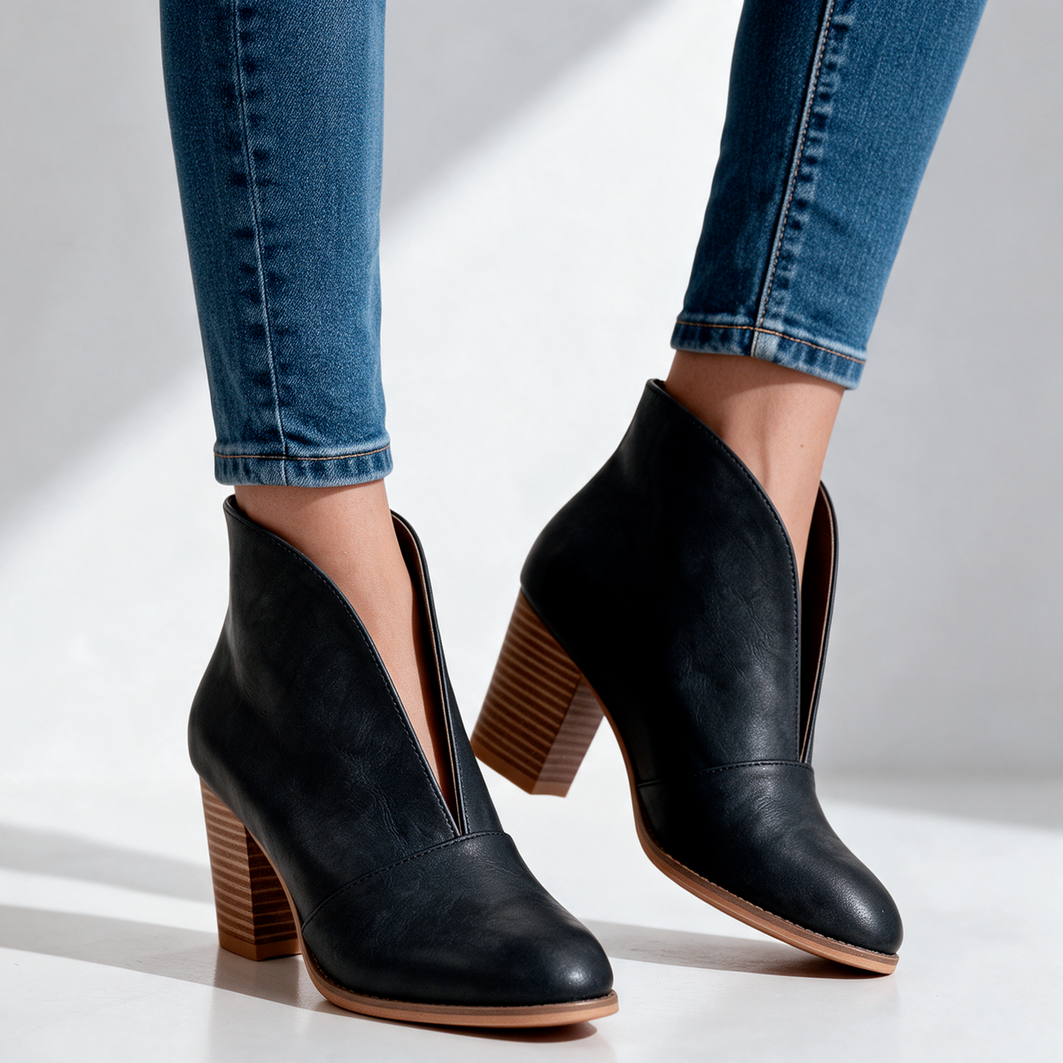 Crystal | V-Cut Ankle Boots
